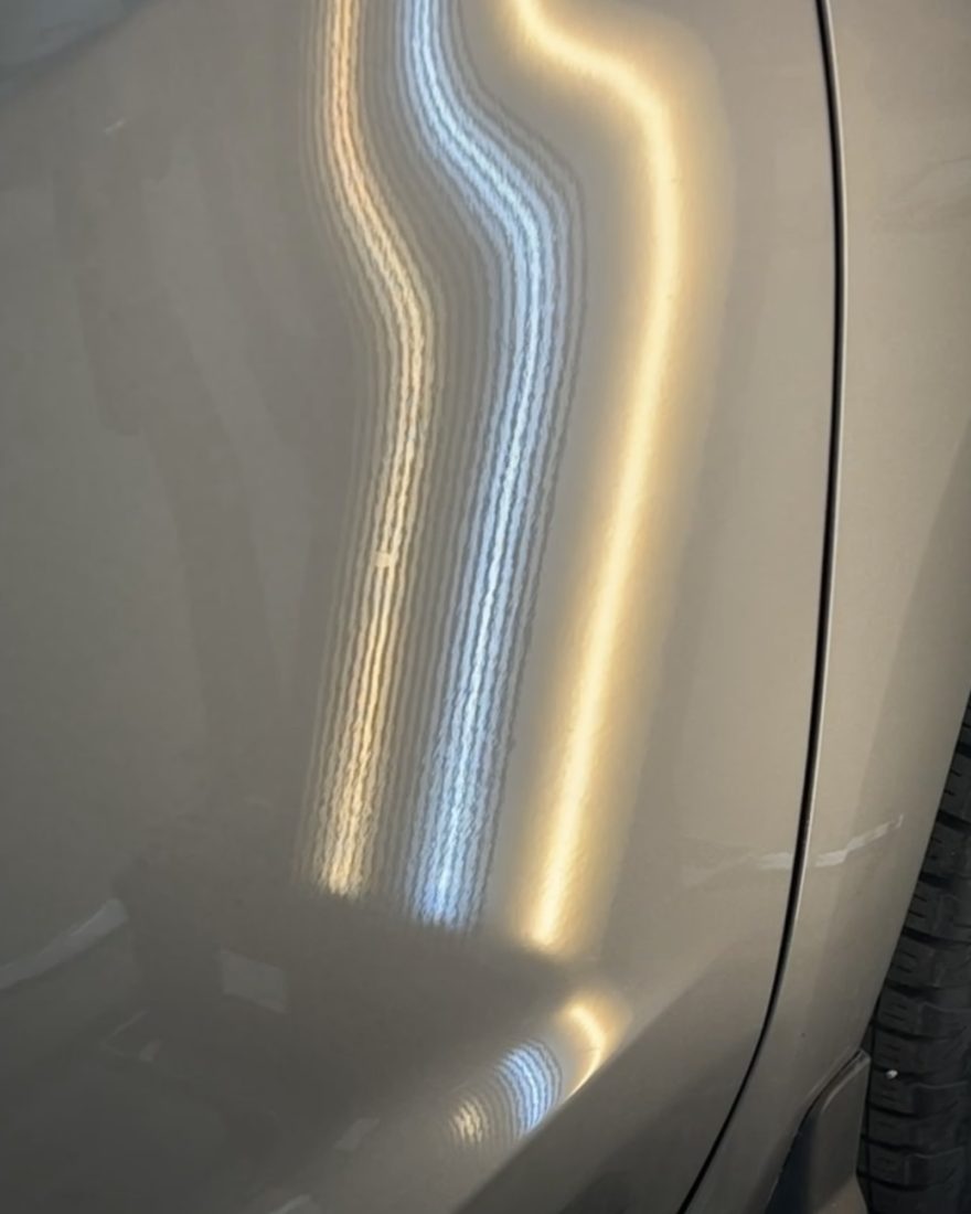 After: the stripes run straight down the door